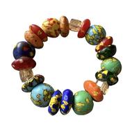 Fatisha Boutique Handmade African Krobo Glass Bead Bracelet, Colourful Tribal Stretch Bangle, Bohemian Ethnic Jewellery