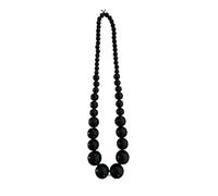 Fatisha Boutique Handmade Wooden Bead Necklace, Bohemian Statement Jewellery, Vintage Festival Style, Multi-Coloured (Black)