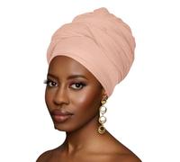 Fatisha Boutique Pastel Soft Jersey Knit Fabric Turban Head Wrap - Stylish & Comfortable Stretch Headscarf for Women (Peach)