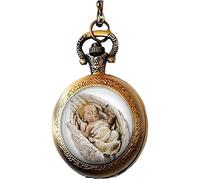 FATIST Mother's Memorial Jewelry Loss of a Baby or Child Pocket Watch Necklace A Piece of My Heart is in Heaven Memorial Jewelry Art Picture Jewelry