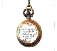 FATIST Psalm 119 114 Bible Scripture Pocket Watch Necklace You are My Refuge and My Shield I pin My Hopes on Your Words Christian Quotes Gifts