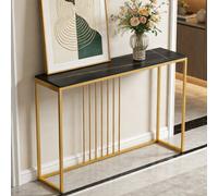 Fativo 120Cm Long Narrow Slim Console Table Extra Long Sintered Stone Marble Hallway Entryway Porch Accent Table