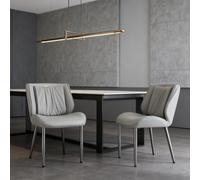 Fativo 2Pcs 85.5Cm H Upholstered Dining Microfiber Leather Chairs Kitchen Cafe Chair Restaurant Banquet, Dark Grey