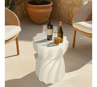 Fativo 35X48.5Cm Concrete Accent Side Table Lightweight Twist End Table Work Desk Backyard