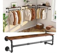 Fativo Artloge 42" Industrial Wall-Mounted Clothes Rack With Shelf Clothes Hanging Bar Shop Display Stand