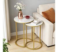 Fativo Set Of 2 Stunning Nesting Coffee Table Slim Sintered Stone Marble Side Table Hall Staggered Corner Table