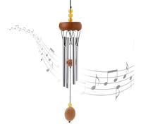 Fatiya 10.6'' Aluminium Mini Wind Chimes with 4 Rods, Memorial Wind Chimes for Outside Small Gifts Deep Tone Unique Garden Patio Hanging Home Decor Brown