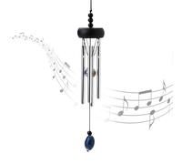 Fatiya 10.6'' Aluminium Mini Wind Chimes with 4 Rods, Memorial Wind Chimes for Outside Small Gifts Deep Tone Unique Garden Patio Hanging Home Decor Black