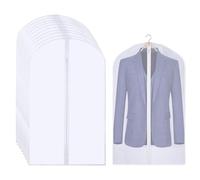 Fatiya 10 Pack Clear Garment Bags for Hanging Clothes Plastic, 24'' x 40'' Suit Cover Bags Travel, Full Zipper Coat Covers Protector for Closet Storage Dress Clothes Jacket Shirts Women Men