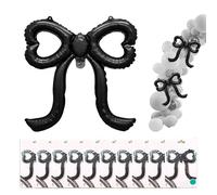 Fatiya 10 Packs Bow Balloons Black Kit, Cute Theme Birthday Decorations for Girls, Huge Foil Balloons Shapes Bridal Shower Party Wedding Graduation Women Engagement