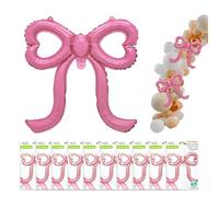 Fatiya 10 Packs Bow Balloons Pink Kit, Cute Theme Birthday Decorations for Girls, Huge Foil Balloons Shapes Bridal Shower Party Wedding Graduation Women Engagement
