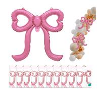 Fatiya 10 Packs Bow Balloons Pink Kit, Cute Theme Birthday Decorations, Huge Foil Balloons Shapes Bridal Shower Party Wedding Graduation Women Engagement