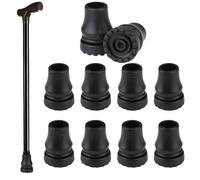 Fatiya 10 Pieces 3/4 Inch Rubber Cane Tips Replacement, Heavy Duty Walking Stick Tips, Black Non-Slip Crutch Feet Cane End Caps for Seniors Elderly Women Men Ladies Hiking Walker Security