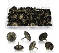 Fatiya 100 Pcs Daisy Upholstery Tacks for Furniture with Box, 5/8 Inch Antique Bronze Upholstery Nails, Vintage Decorative Tacks Nail Heads Pins Stub for Wood DIY Project Sofa Jewelry Box (16 * 13mm)