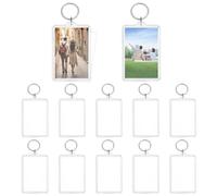 Fatiya 12 Pieces Photo Keychain 2" x 3", Clear Plastic Picture Frame Keychain, Blank Photo Insert Frame Keyring Rectangle Picture Key Fob Holder for Men Women DIY Craft Graduation Gift