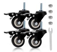 Fatiya 2 In Dual Locking Casters Set of 4 Heavy Duty 330 Lbs, 5/16"-18 x 1 (Stem Diameter 5/16", Length 1") 360 Degree Swivel Stem Casters, Wheels for Furniture Wire Shelving Carts