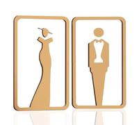Fatiya 2 Pcs Women’s Men’s Bathroom Signs, Acrylic Restroom Sign for Business Home, Unisex Toilet Sign with Double Sided Tape, 7.8 x 4.3 Inch Gold
