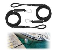 Fatiya 2 Pieces 6 Ft Boat Bungee Dock Lines with Stainless Steel Clip and Loop, Adjustable Bungee Anchor Line, Heavy Duty Boat Mooring Rope for PWC Kayak Jet Ski Pontoon Wave Runner (Black)