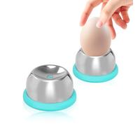 Fatiya 2 Pieces Egg Piercer with Retractable Pin & Stable Base, Stainless Steel Needle Egg Poker Pricker Tool, Row & Hard Boiled Eggshell Hole Puncher for Cooking Boiling Steaming Quick Peel (Blue)