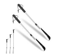 Fatiya 2 Pieces Extendable Shoe Horn Long Handle for Seniors, Adjustable 16" to 31" Stainless Steel Boot Horn Lifer, Telescopic Spring Shoe Helper Stick Aid Tools for Move Inconvenient Person