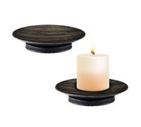 Fatiya 2 Pieces Iron Plate Candle Holder, 4.33 Inch Decorative Candle Tray, Black Elegant Candle Stand Dish for Pillar LED & Wax Candles Weddings Incense Cones Home Decor