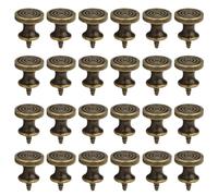 Fatiya 24 Pieces 0.8" x 0.6" Antique Bronze Mini Drawer Knobs, Self-Tapping Screw in Cabinet Knobs, Metal Round Drawer Pulls Handle for Cupboard Wardrobe Dresser Closet Furniture (Antique Bronze)