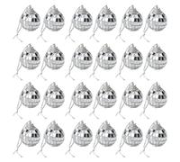 Fatiya 24 Pieces 1.2" Silver Mini Disco Balls Ornaments, Tiny Mirror Ball with Hanging Rope, 70s & 80s Reflective Disco Party Mirrorball Decorations for Music Festival Wedding Cake Topper