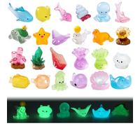 Fatiya 24 Pieces Ocean Luminous Mini Resin Animals, 24 Styles Miniature Sea Small Mini Resin Figures, Bulk Little Tiny Plastic Animals for Garden Micro Landscape Aquarium Dollhouse Decor