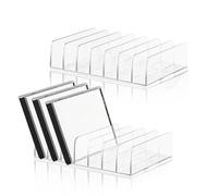 Fatiya 2Pack Clear CD Holder Storage Rack, 7 Slot Plastic CD Display Stand, Each DVD Display Rack Organizer Holds Up To 14 Standard CD Cases for Media Shelf Storage Organization (Total of 28)