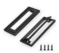 Fatiya 2Pcs Black Square Recessed Flush Door Pull, Handles for Cabinets and Drawers Zinc Alloy, Metal Trap Door Recessed Pull Handles Flat, Square Hatch Pull Handle for Cupboard, 4.5 * 1.7in (Black)