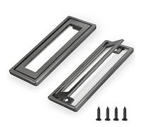 Fatiya 2Pcs Gray Square Recessed Flush Door Pull, Handles for Cabinets and Drawers Zinc Alloy, Metal Trap Door Recessed Pull Handles Flat, Square Hatch Pull Handle for Cupboard, 4.5 * 1.7in (Gray)