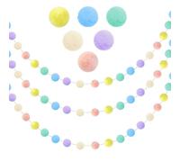 Fatiya 3 Pieces 6.5 Ft Wool Felt Ball Garland, Pastel Colorful Pom Pom Garland, Handmade 30 Balls Pompom Garland Banner for Wall Home School Classroom Party Holiday Hanging Decoration (Macaron)