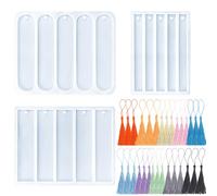 Fatiya 3 Set of Resin Bookmark Making Kit, Rectangle Epoxy Book Mark Tool with 30 Colorful Tassels, Creative DIY Bookmarks for Casting Dried Flower Sticker Crafts Gift Adult