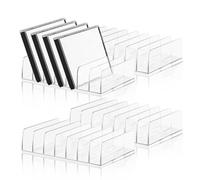 Fatiya 4 Pack Clear CD Holder Storage Rack, 7 Slot Plastic CD Display Stand, Each DVD Display Rack Organizer Holds Up To 14 Standard CD Cases for Media Shelf Storage Organization (Total of 56)