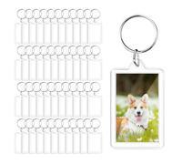 Fatiya 45 Pieces Clear Photo Keychain, 1.37 x 2.08 Inch Rectangle Acrylic Keychain Blanks, Picture Frame Keychain with Split Ring (Style A)