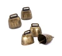 Fatiya 5 pack Grazing Copper Bells, Metal Cow Bells for Dogs, Animal Copper Loud Bronze Bell, Small Brass Bell, for Cow Horse Sheep Cats Small Pets Anti-Theft Accessories (Bronze)
