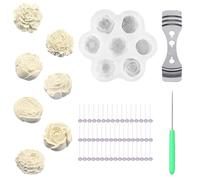 Fatiya 53 Pieces Silicone Candle Form Set, 7-Cavity Flower Wax Forms Kit with Wicks, Centering Device & Awl, 3D Candle Model for Soap Making Epoxy Resin Casting Cake Fondant Decoration