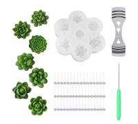 Fatiya 53 Pieces Silicone Candle Form Set, 7-Cavity Succulent Wax Forms Kit with Wicks, Centering Device & Awl, 3D Candle Model for Soap Making Epoxy Resin Casting Cake Fondant Decoration