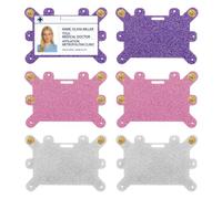 Fatiya 6 Glitter Badge Buddy Pin Holder with 16 Looking Backs, 3 Color Badge Topper Adapter with 8 Holes, Horizontal Card Buddy Holder Identification Tags for Nurses Employees