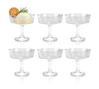 Fatiya 6 Pieces Clear Trifle Bowl with Pedestal, 6.68 OZ (190 ML) Small Glass Dessert Bowls Footed Serving Modern Design, Crystal Trifle Dish Stand Centerpiece for Ice Cream Salad Fruit Cakes Party