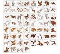 Fatiya 60 Pieces Animal Stencils for Painting, 3 Inch DIY Stencils for Crafts Reusable, Paint Stencils Set for Wood Fabric Rock Chalkboard Wall Home Decor
