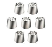 Fatiya 7 Pieces Extra Large Russian Piping Tips, Stainless Steel Icing Frosting Flower Piping Tips, Floral Cake Decorating Nozzle for Cookie Pastry Frosting Cream Baking Cupcake