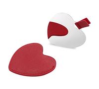 Fatiya Compact Stainless Steel Mirror, Heart Shaped Shatterproof Pocket Mirror with PU Leather Sleeve, Mini Unbreakable Purse Mirror Portable for Travel Makeup Bag, for Women Girls (Red)