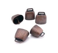 Fatiya Grazing Copper Bells Pack of 5, Metal Cow Bells for Dogs, Horses, Sheep, Cats - Small Anti-Theft Accessories (Red Bronze)