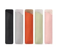Fatiya Set of 5 PU Leather Pen Case Holder for Single, Vintage Handmade Fountain Pen Pouch, Protective Sleeve Cover for Pencil, Ballpoint Pen (Black, Green, Pink, Gray, Orange)