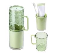 Fatiya Toothpaste and Toothbrush Travel Case with Removable Handle, Covered Travel Toothbrush Holder, Portable Tooth Brush Holder Cup Containers for Trips Bathroom (Green, Water Ripple)