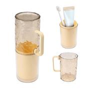 Fatiya Toothpaste and Toothbrush Travel Case with Removable Handle, Covered Travel Toothbrush Holder, Portable Tooth Brush Holder Cup Containers for Trips Bathroom (Amber, Water Ripple)