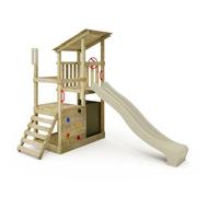 FATMOOSE FruityForest Fun XXL Sage Green Slide Play Tower with Sand Pit, Ladder and Garden Play Accessories