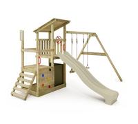 FATMOOSE FruityForest Fun XXL Sage Green Swing Tower with Sand Pit, Ladder and Garden Play Accessories