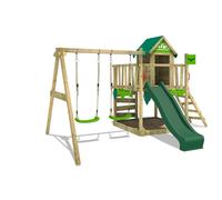 FATMOOSE JazzyJungle Jam XXL Wooden ClimbingFrame SuperSwing & red Slide